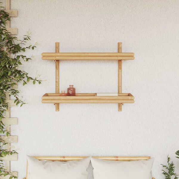 vidaXL P&oacute;łka ścienna z p&oacute;łką Brązowy 39 x 26 x 60 cm Bambus