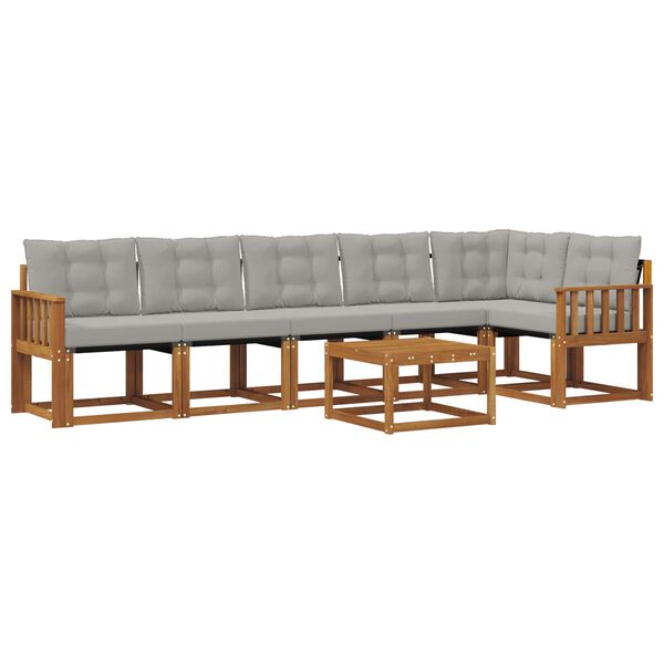 vidaXL Zestaw sof na zewnątrz z poduszką 7 pcs Naturalny i Jasny Szary