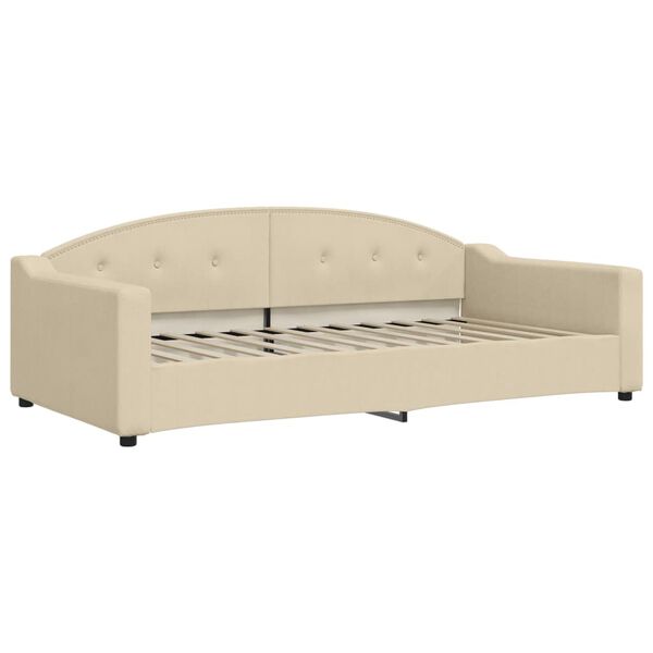 vidaXL Sofa rozsuwana z materacami, kremowa, 100x200 cm, tkanina