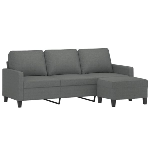 vidaXL 3-osobowa sofa z podnóżkiem, ciemnoszary, 180 cm, tkaniną