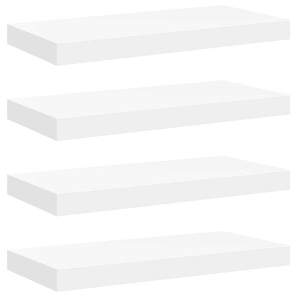 vidaXL P&oacute;łki ścienne, 4 szt., białe, 50x23x3,8 cm, MDF