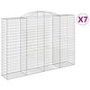 vidaXL Kosze gabionowe, 7 szt, 300x50x200/220 cm, galwanizowane żelazo