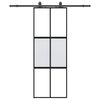 vidaXL Drzwi przesuwne z zestawem okuć czarne 76x205cm szkło hartowane