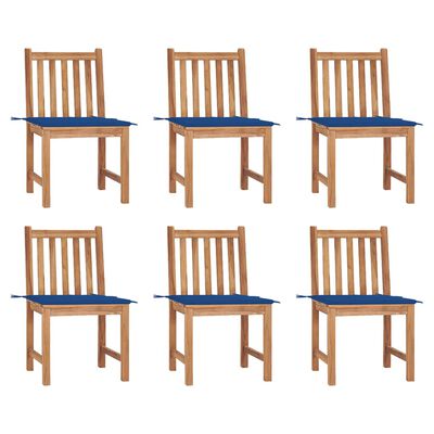 vidaXL Krzesła ogrodowe z poduszkami, 6 szt., lite drewno tekowe