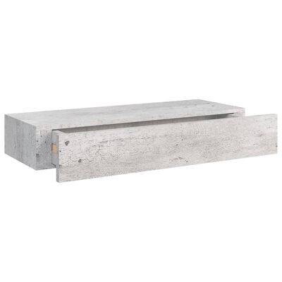 vidaXL Półka ścienna z szufladą, szarość betonu, 60x23,5x10 cm, MDF