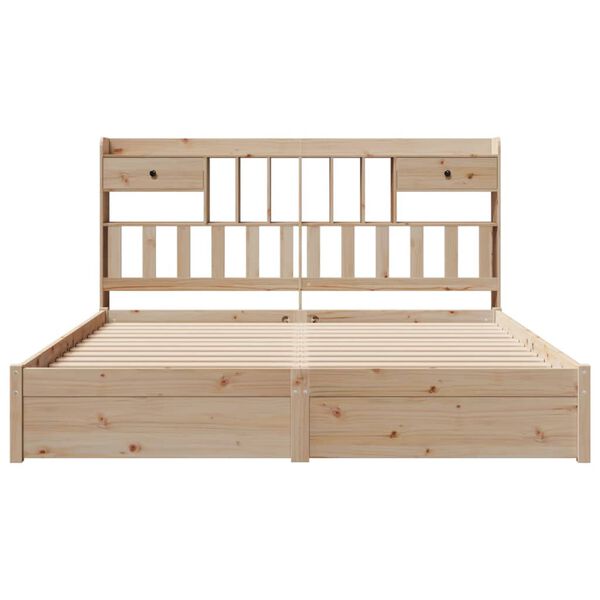 vidaXL Ł&oacute;żko z regałem, bez materaca, 180x200 cm, lite drewno sosnowe