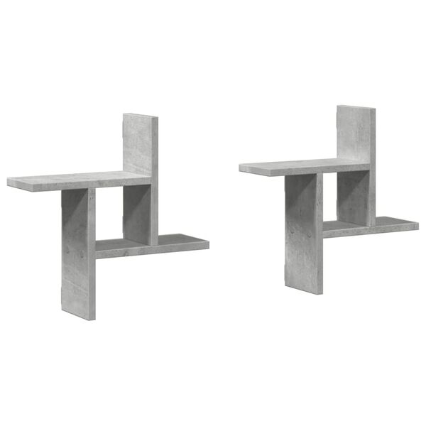 vidaXL P&oacute;łki ścienne, 2 szt., szarość betonu, 38x12x38 cm