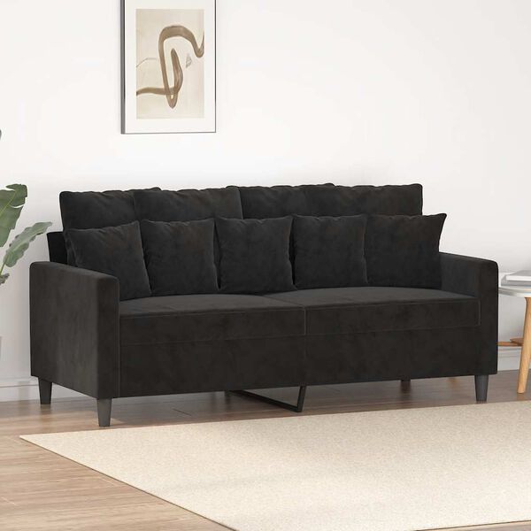vidaXL Sofa 2-osobowa, czarna, 140 cm, tapicerowana aksamitem