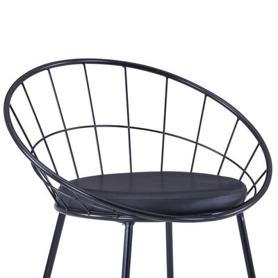 vidaXL Krzesła z siedziskami ze sztucznej skóry, 4 szt., czarne, stal