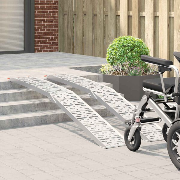 vidaXL Rampa załadunkowa 2 pcs Srebrny 222 x 29 x 14 cm Aluminium