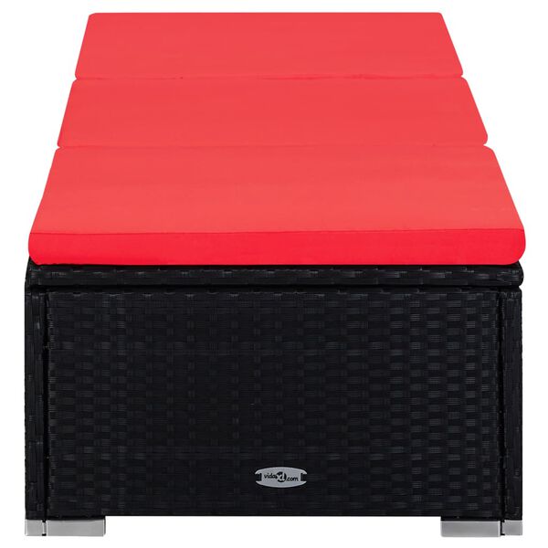 vidaXL 3-częściowy zestaw, leżaki ze stolikiem, polirattan, czarne