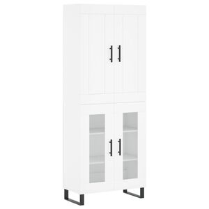 vidaXL Witrynka, biała, 69,5x34x180 cm, materiał drewnopochodny