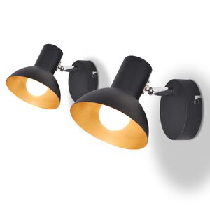 vidaXL Lampy ścienne, 2 sztuki, na 2 żar&oacute;wki E27, czarno-złote