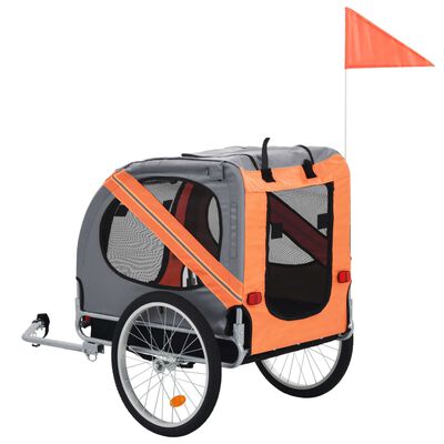vidaXL Przyczepka rowerowa dla zwierząt, pomarańczowo-szara