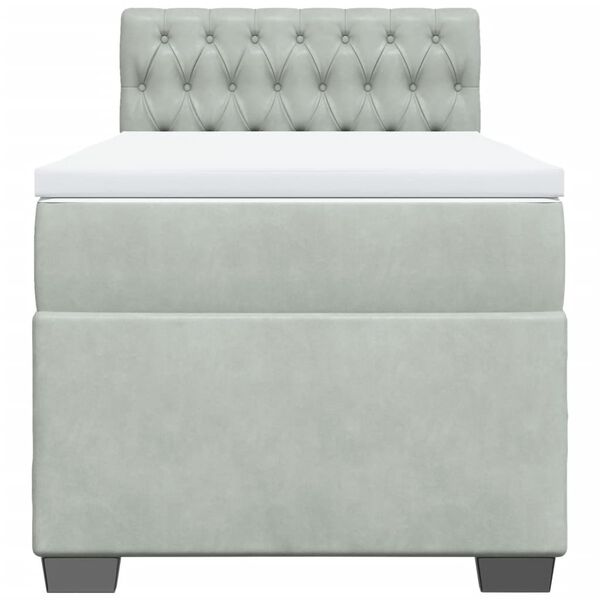 vidaXL Łóżko kontynentalne z materacem, jasnoszare, aksamit, 100x200cm