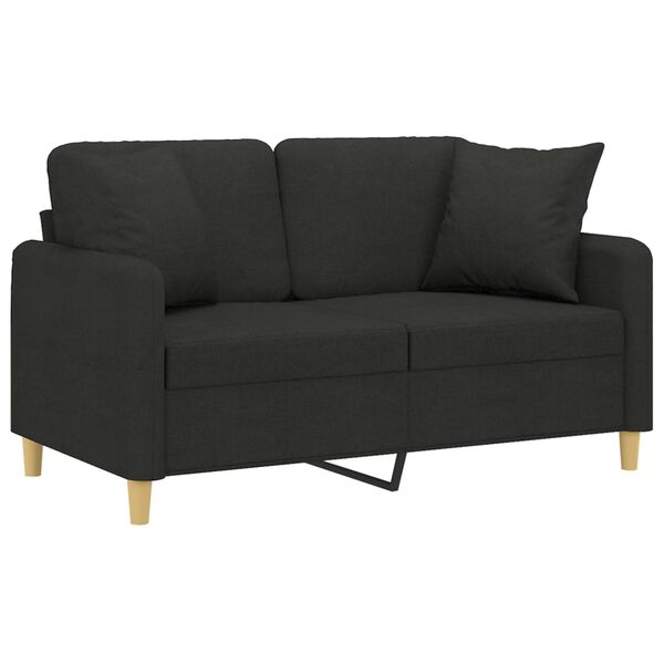 vidaXL 2-osobowa sofa z poduszkami, czarna, 120 cm, tkanina