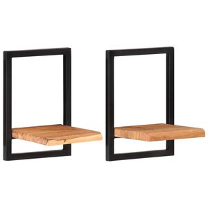 vidaXL P&oacute;łki ścienne, 2 szt., 25x25x35 cm, lite drewno akacjowe i stal