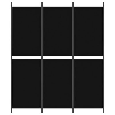 vidaXL Parawan 3-panelowy, czarny, 150 x 180 cm, tkanina