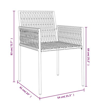 vidaXL Krzesła ogrodowe z poduszkami, 4 szt., brązowe, 54x61x83 cm