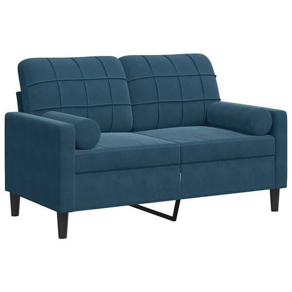 vidaXL 2-osobowa sofa z poduszkami, niebieska, 120 cm, aksamit