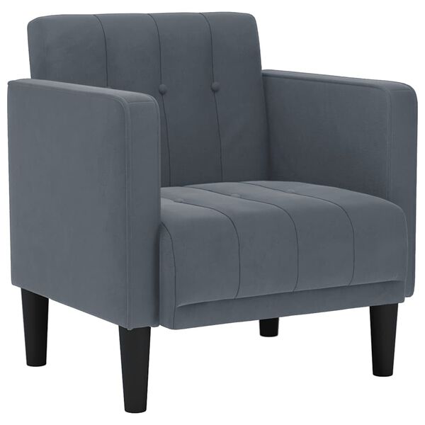 vidaXL Sofa Fotel z Podłokietnikami Ciemnoszary 53 cm Aksamit