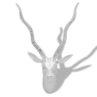 vidaXL Ozdobna głowa gazeli z aluminium, srebrna, 33 cm
