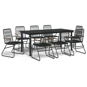 vidaXL 9-częściowy zestaw mebli ogrodowych, czarny, rattan PVC