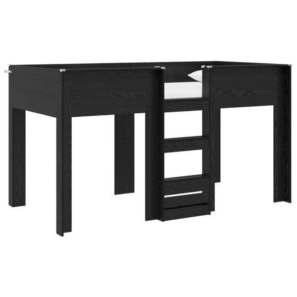 vidaXL Ł&oacute;żko piętrowe dla dzieci z materacem Czarny Dąb 100 x 200 cm