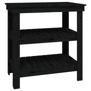 vidaXL St&oacute;ł warsztatowy Czarny 78,5 x 50 x 80 cm Lite drewno sosnowe