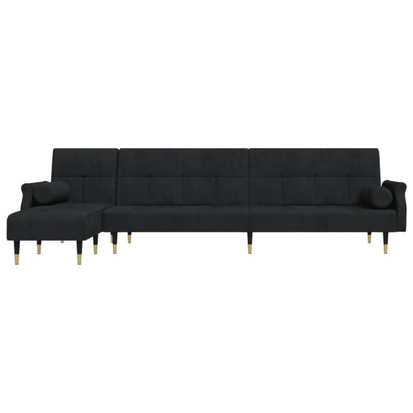 vidaXL Sofa rozkładana L, czarna, 271x140x70 cm, aksamit