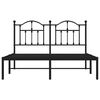 vidaXL Metalowa rama ł&oacute;żka z wezgłowiem czarna, 140x200 cm