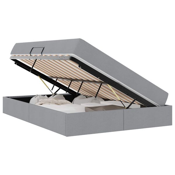 vidaXL Ł&oacute;żko z miejscem na przechowywanie i materacem Jasnoszary
