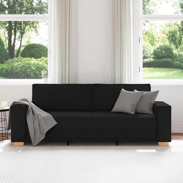 vidaXL Sofa 3-osobowa Czarna 220x78x84 cm Tkanina