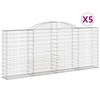 vidaXL Kosze gabionowe, 5 szt, 300x30x120/140 cm, galwanizowane żelazo