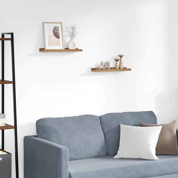 vidaXL P&oacute;łka ścienna z p&oacute;łką 2 pcs Brązowy 40 x 9 x 3 cm