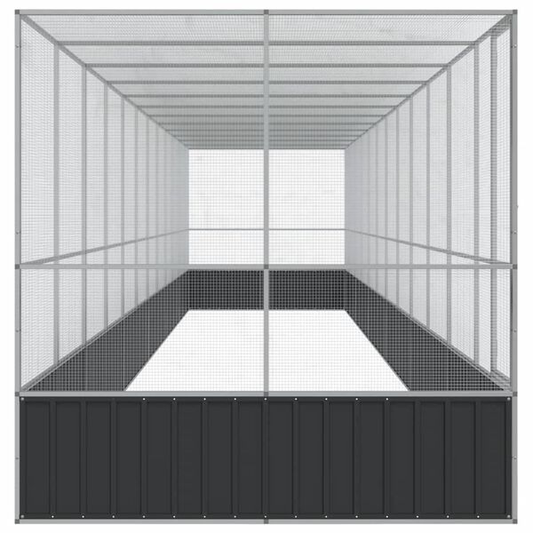 vidaXL Woliera z przedłużeniem, srebrna, 1246x207x212 cm, stal