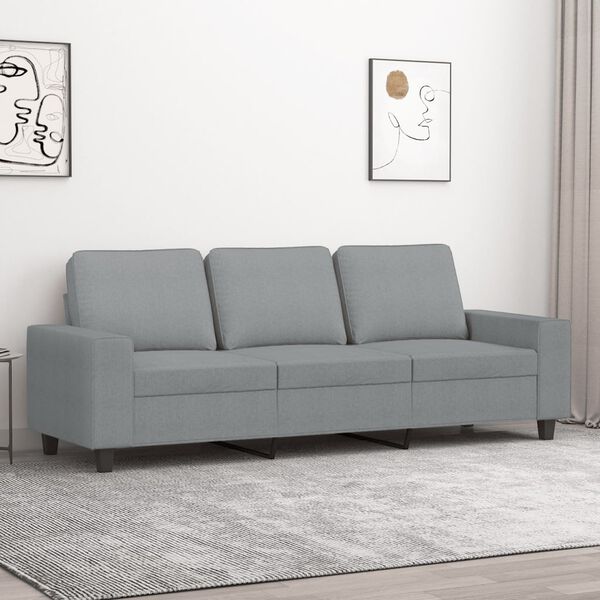 vidaXL Sofa 3-osobowa, jasnoszara, 180 cm, tapicerowana tkaniną