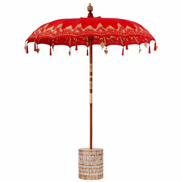 vidaXL Baliński Parasol z Bazą Czerwony 185 x 185 x 260 cm
