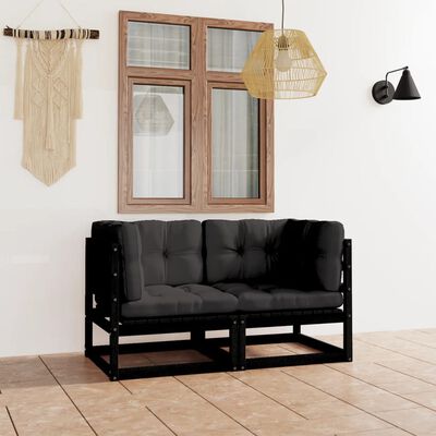 vidaXL 2-osobowa sofa ogrodowa z poduszkami, lite drewno sosnowe