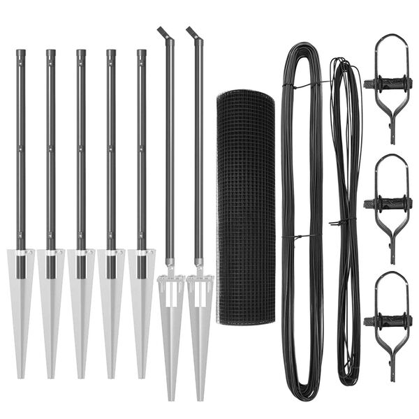 vidaXL Słupek ogrodzeniowy. Szary 10 x 0,5 m (siatka 25 x 25 mm) Stal