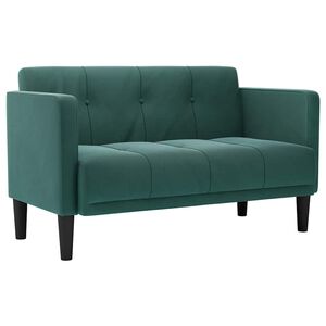 vidaXL Sofa dwuosobowa Ciemnozielona 111 cm Aksamit