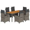 vidaXL 7-cz. zestaw mebli ogrodowych z poduszkami, szary, rattan PE