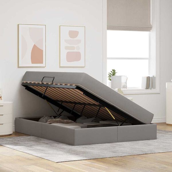 vidaXL Ł&oacute;żko z miejscem na przechowywanie i materacem Ciemnoszary
