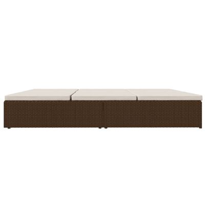 vidaXL Rozkładane łóżko ogrodowe z poduszkami, polirattan, brązowe