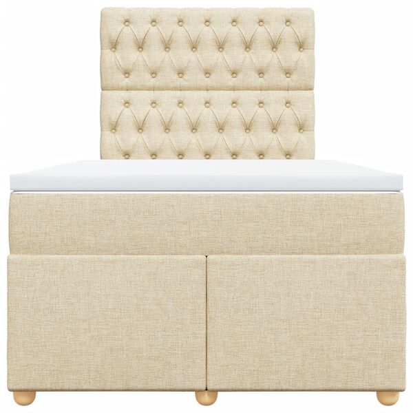 vidaXL Ł&oacute;żko kontynentalne z materacem, kremowe, 120x190 cm, tkanina