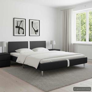 vidaXL Rama ł&oacute;żka, czarna, sztuczna sk&oacute;ra, 120 x 200 cm