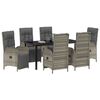vidaXL Zestaw do jadalni w ogrodzie z poduszką 7 pcs Szary polirattan