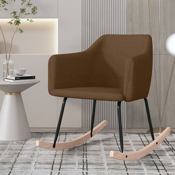 vidaXL Fotel bujany, brązowy, tapicerowany tkaniną