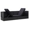 vidaXL Sofa ogrodowa z poduszkami, polirattan, czarna