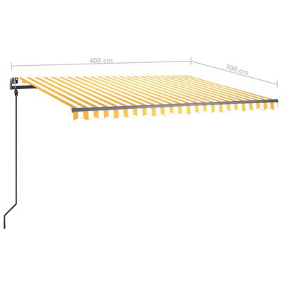 vidaXL Ręcznie zwijana markiza z LED, 4x3 m, żółto-biała
